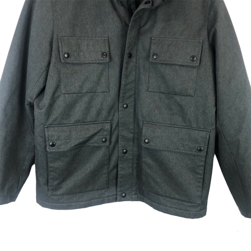 Blake Gray Patch Pocket Jacket Coat With Hideaway… - image 6